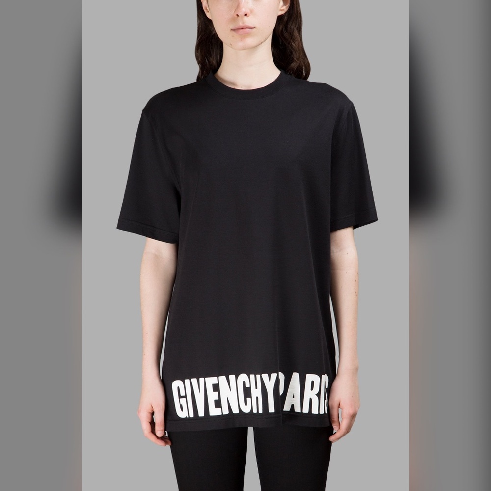 Givenchy Logo Hem Black White Unisex T Shirt